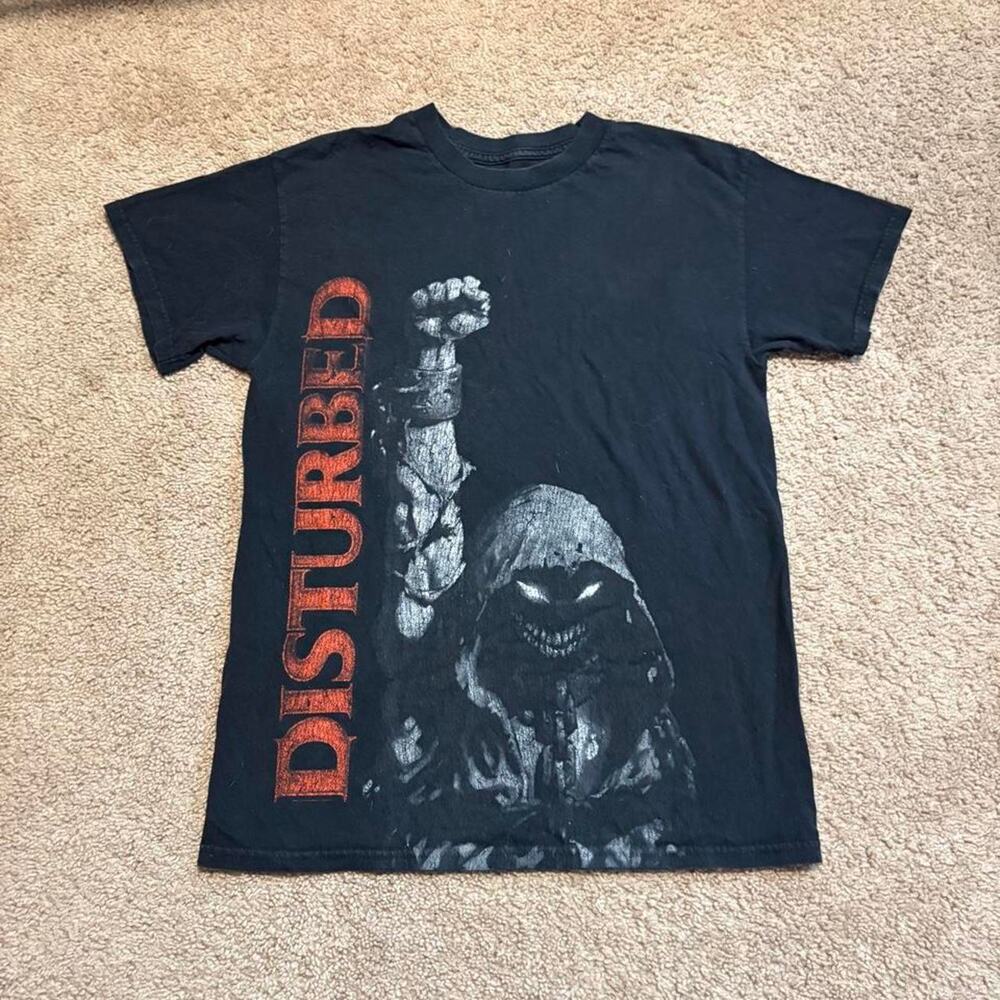 2000s disturbed black metal rock band tee